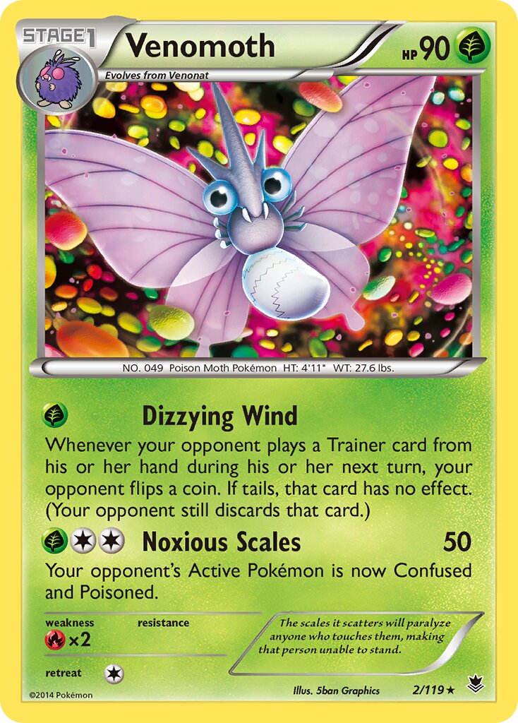 Venomoth 002/119 — Phantom Forces (English Pokémon TCG card)