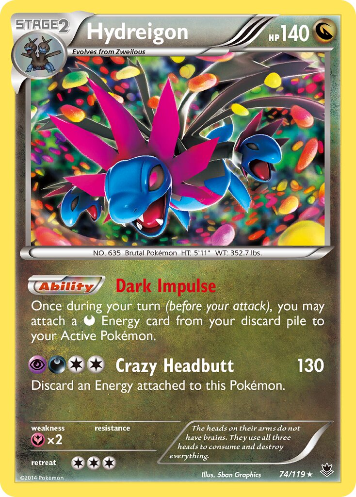 Hydreigon 074/119 — Phantom Forces (English Pokémon TCG card)