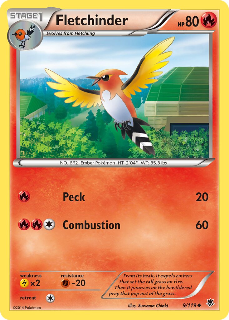 Fletchinder 009/119 — Phantom Forces (English Pokémon TCG card)