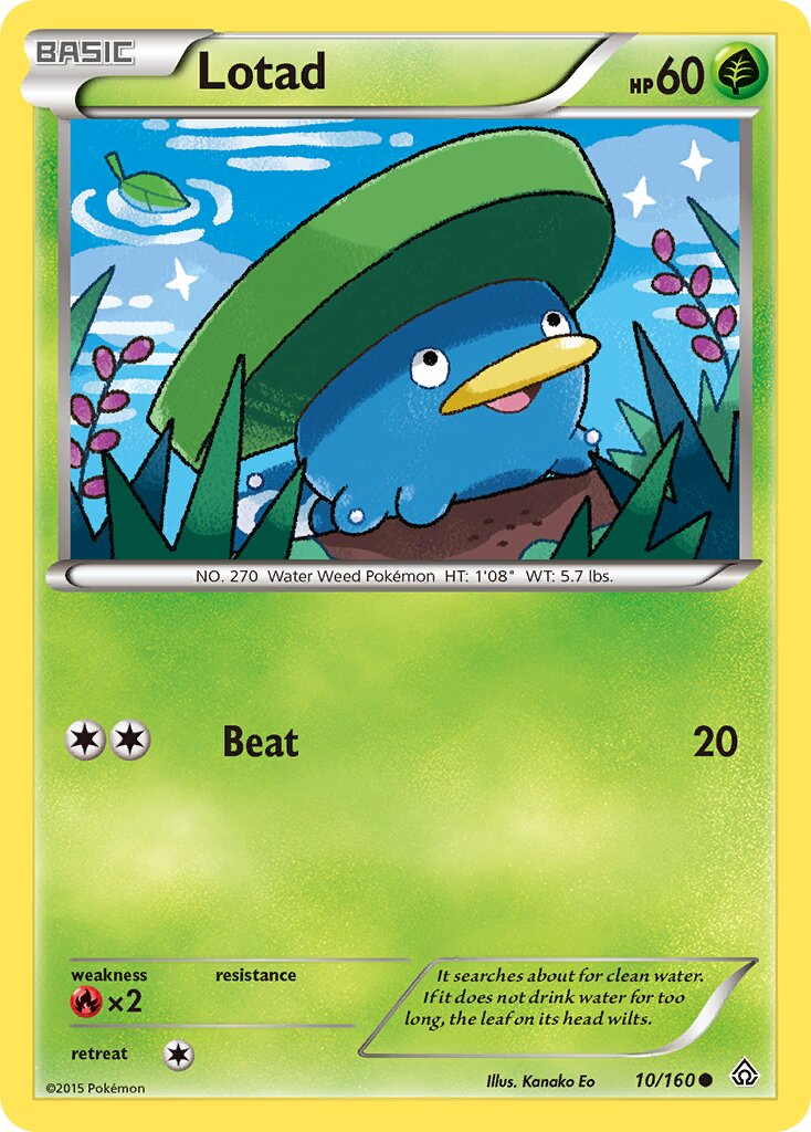 Lotad 010/160 — Primal Clash (English Pokémon TCG card)