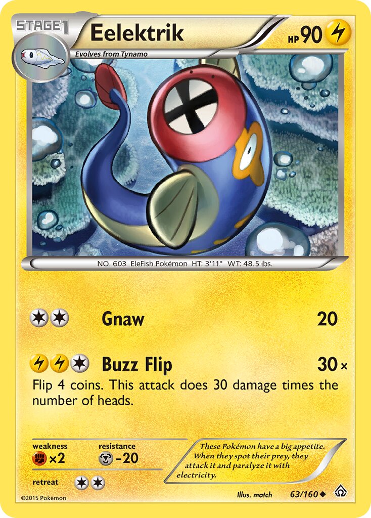 Eelektrik 063/160 — Primal Clash (English Pokémon TCG card)