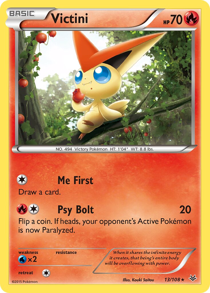 Victini 013/108 — Roaring Skies (English Pokémon TCG card)