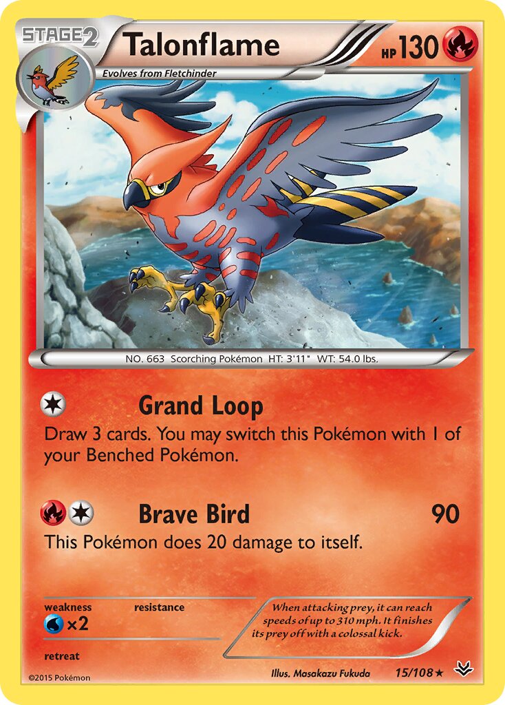 Talonflame 015/108 — Roaring Skies (English Pokémon TCG card)