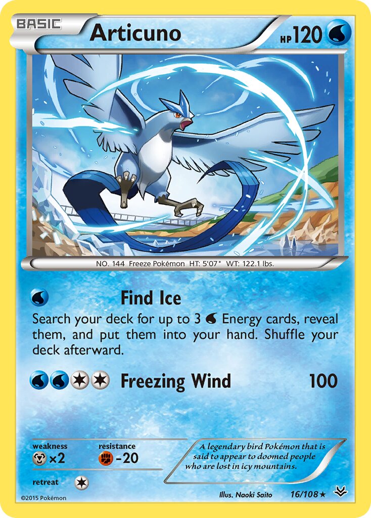 Articuno 016/108 — Roaring Skies (English Pokémon TCG card)