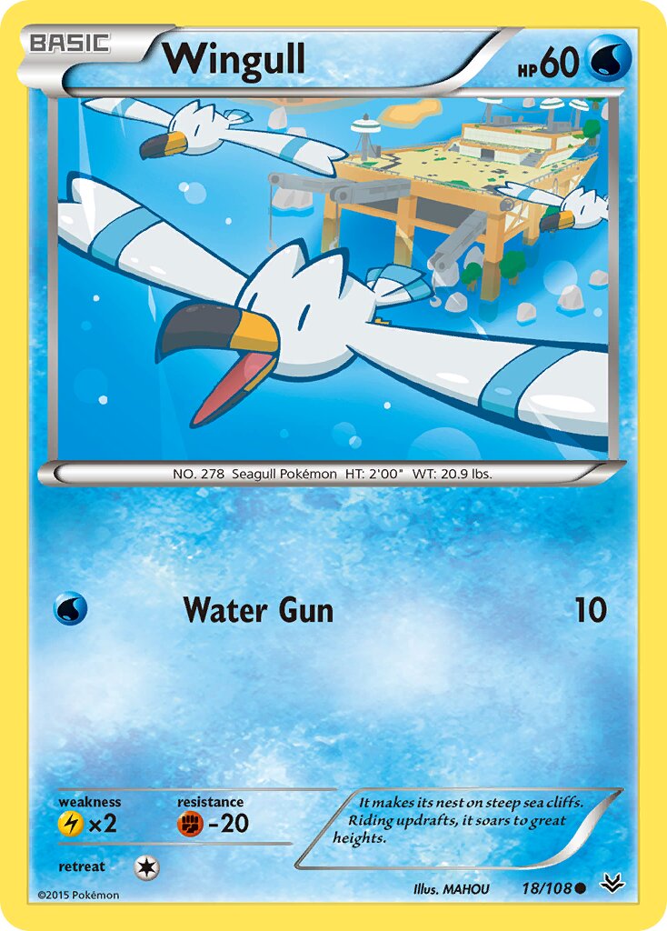 Wingull 018/108 — Roaring Skies (English Pokémon TCG card)