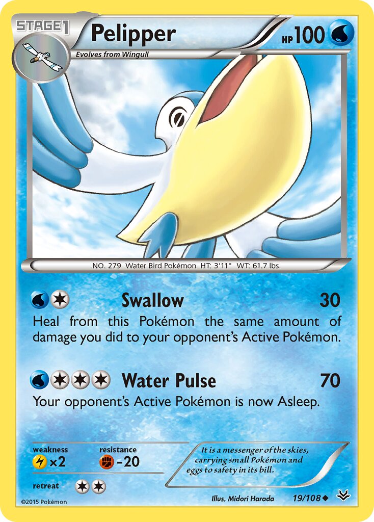 Pelipper 019/108 — Roaring Skies (English Pokémon TCG card)