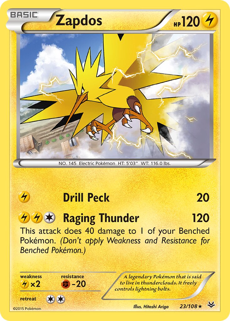 Zapdos 023/108 — Roaring Skies (English Pokémon TCG card)