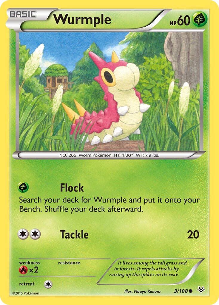 Wurmple 003/108 — Roaring Skies (English Pokémon TCG card)