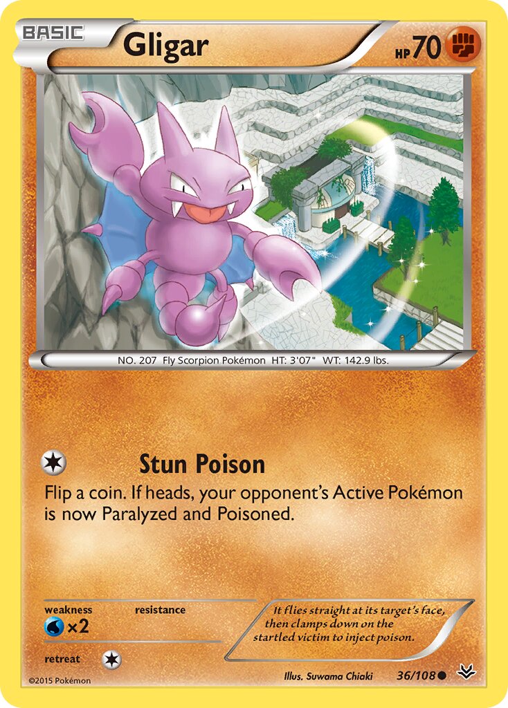 Gligar 036/108 — Roaring Skies (English Pokémon TCG card)