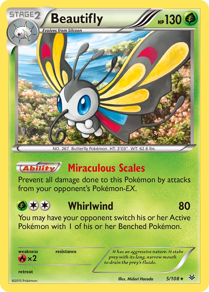 Beautifly 005/108 — Roaring Skies (English Pokémon TCG card)