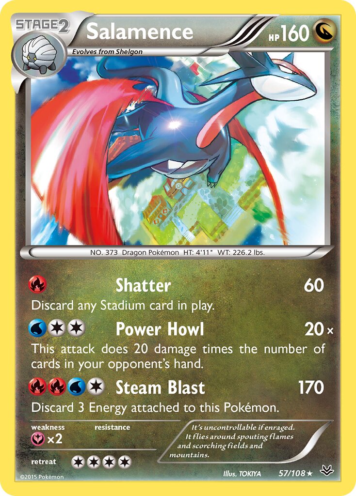 Salamence 057/108 — Roaring Skies (English Pokémon TCG card)