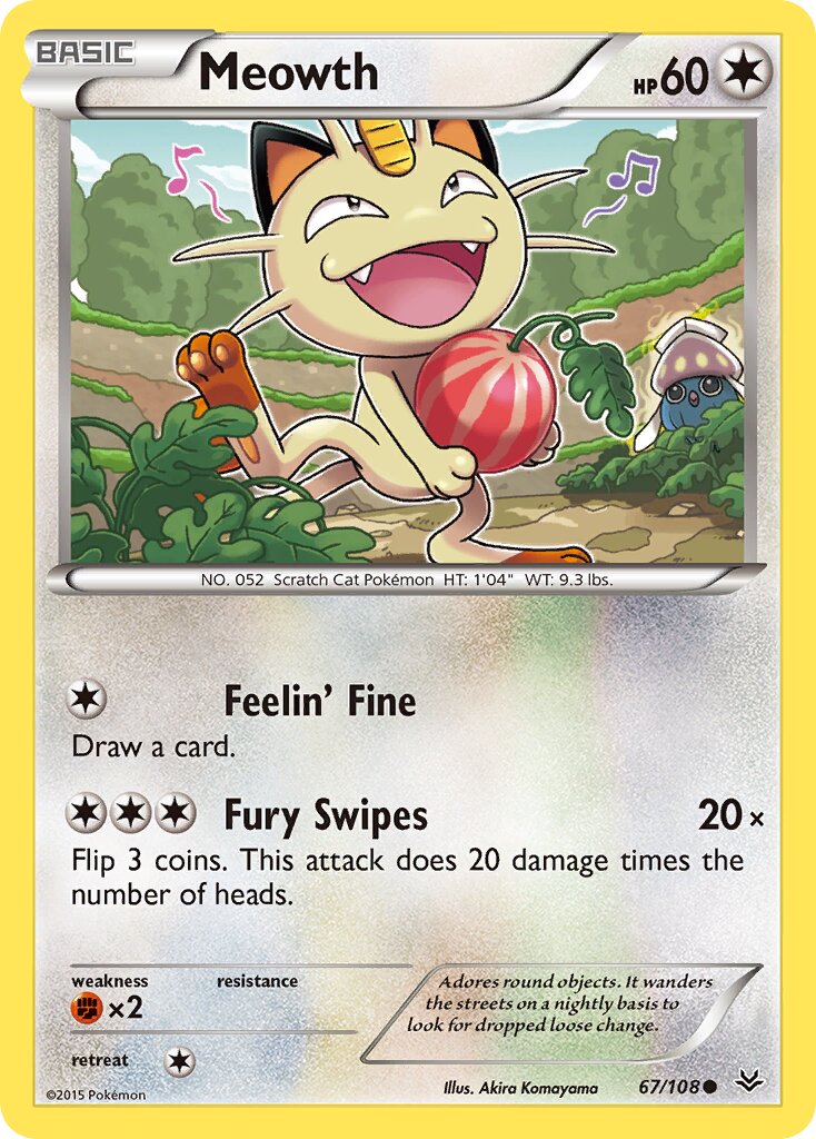 Meowth 067/108 — Roaring Skies (English Pokémon TCG card)