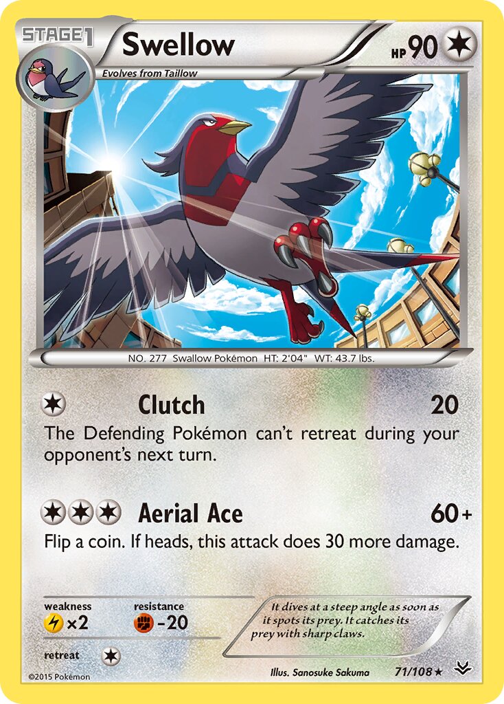 Swellow 071/108 — Roaring Skies (English Pokémon TCG card)