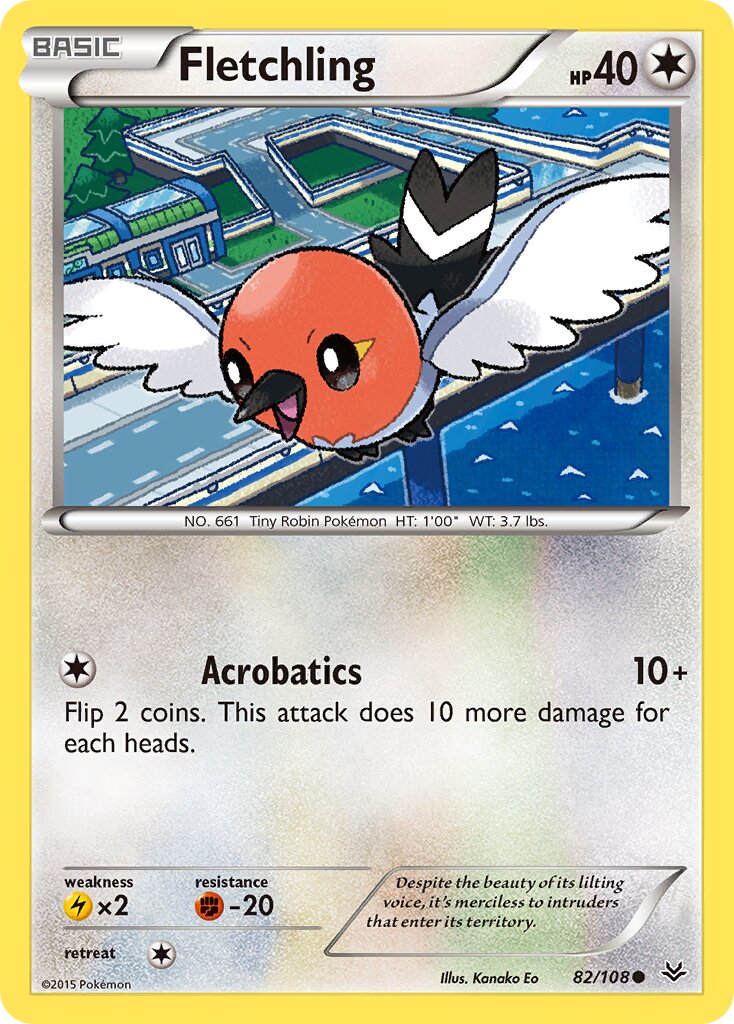 Fletchling 082/108 — Roaring Skies (English Pokémon TCG card)
