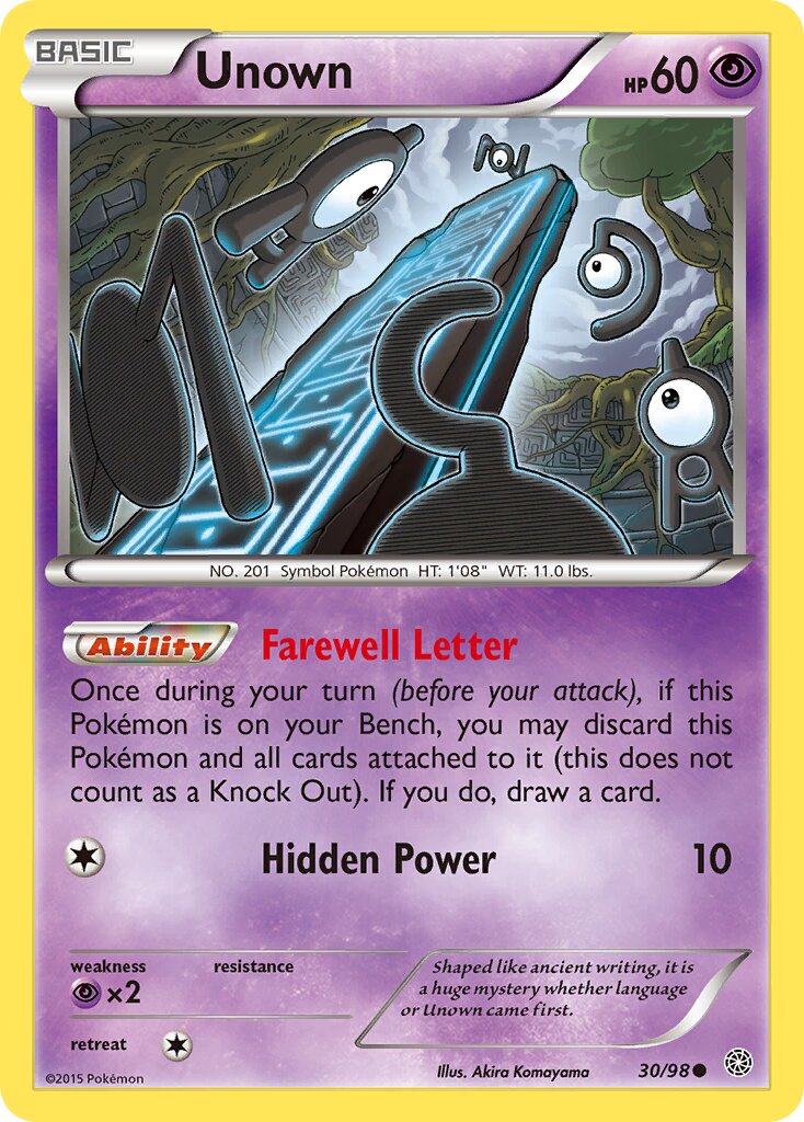 Unown 030/98 — Ancient Origins (English Pokémon TCG card)