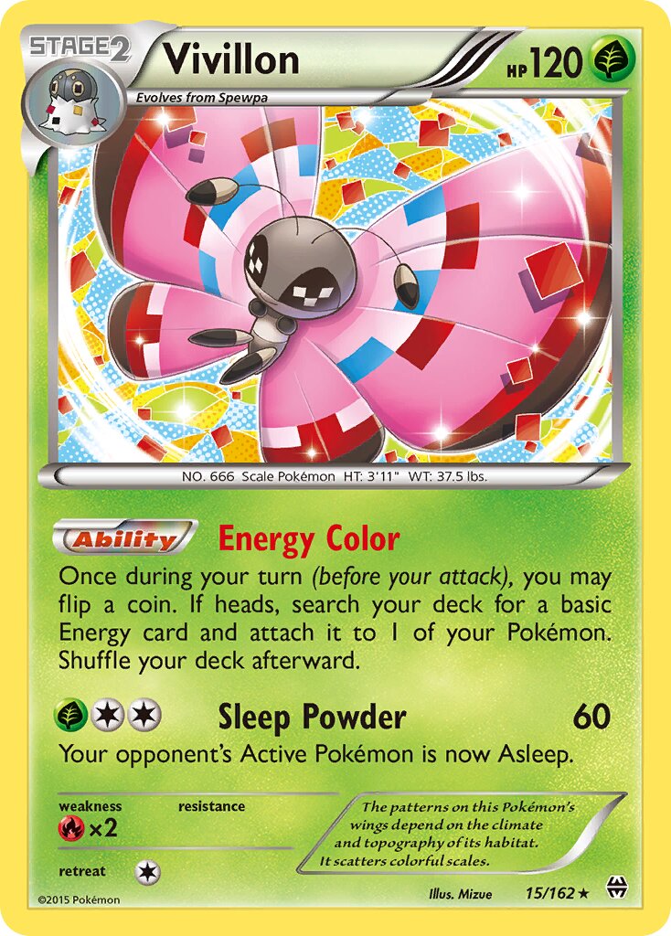 Vivillon 015/164 — BREAKthrough (English Pokémon TCG card)