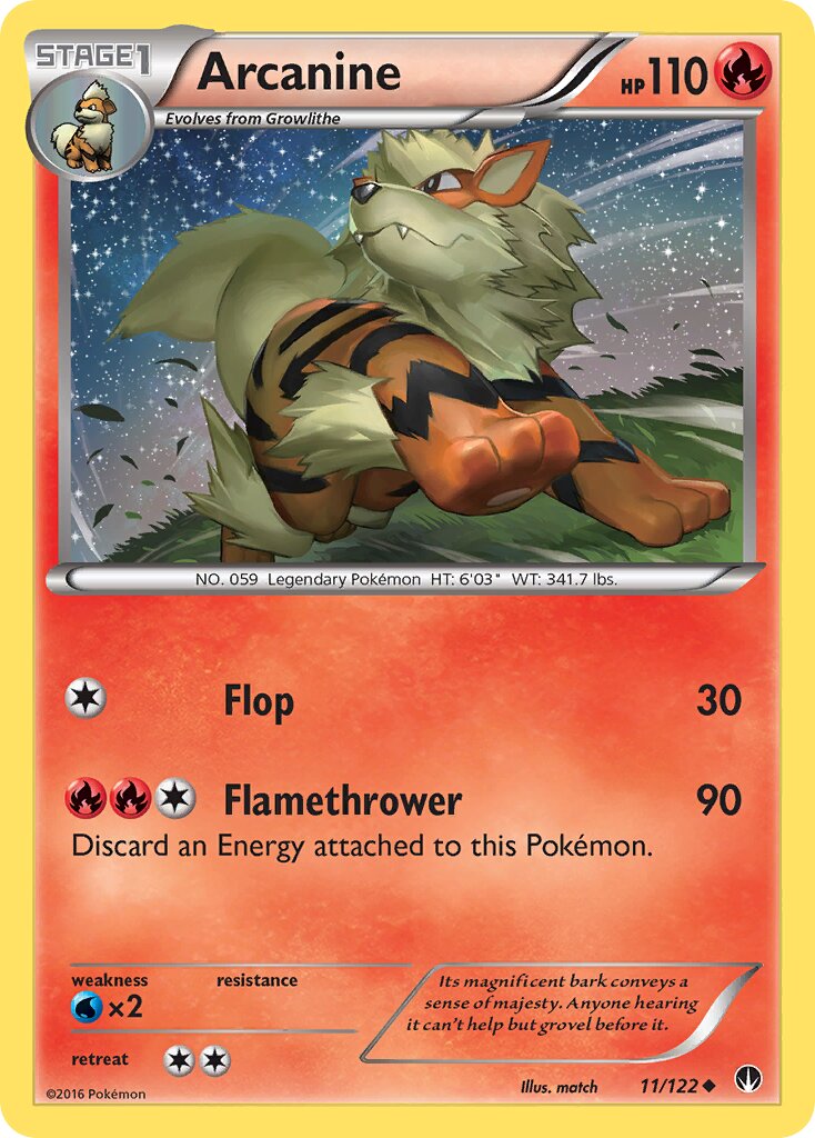 Arcanine 011 — BREAKpoint (English Pokémon TCG card)