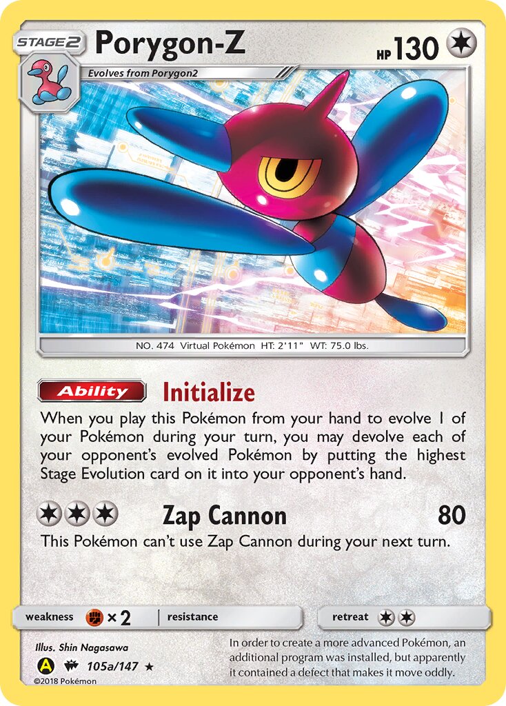 Porygon-Z 105a/147 — Yellow A Alternate (English Pokémon TCG card)