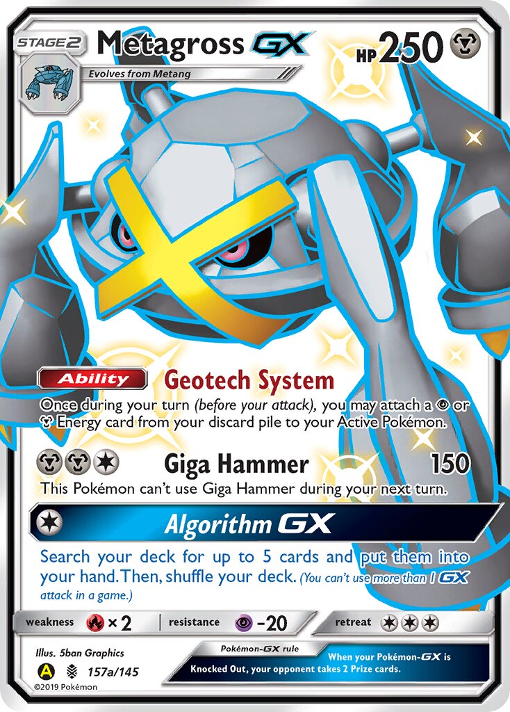 Metagross-GX 157a/145 — Yellow A Alternate (English Pokémon TCG card)