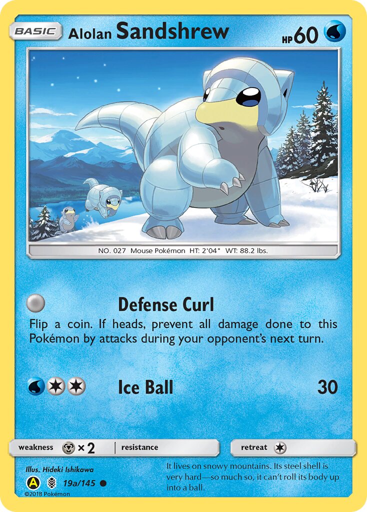 Alolan Sandshrew 19a/145 — Yellow A Alternate (English Pokémon TCG card)