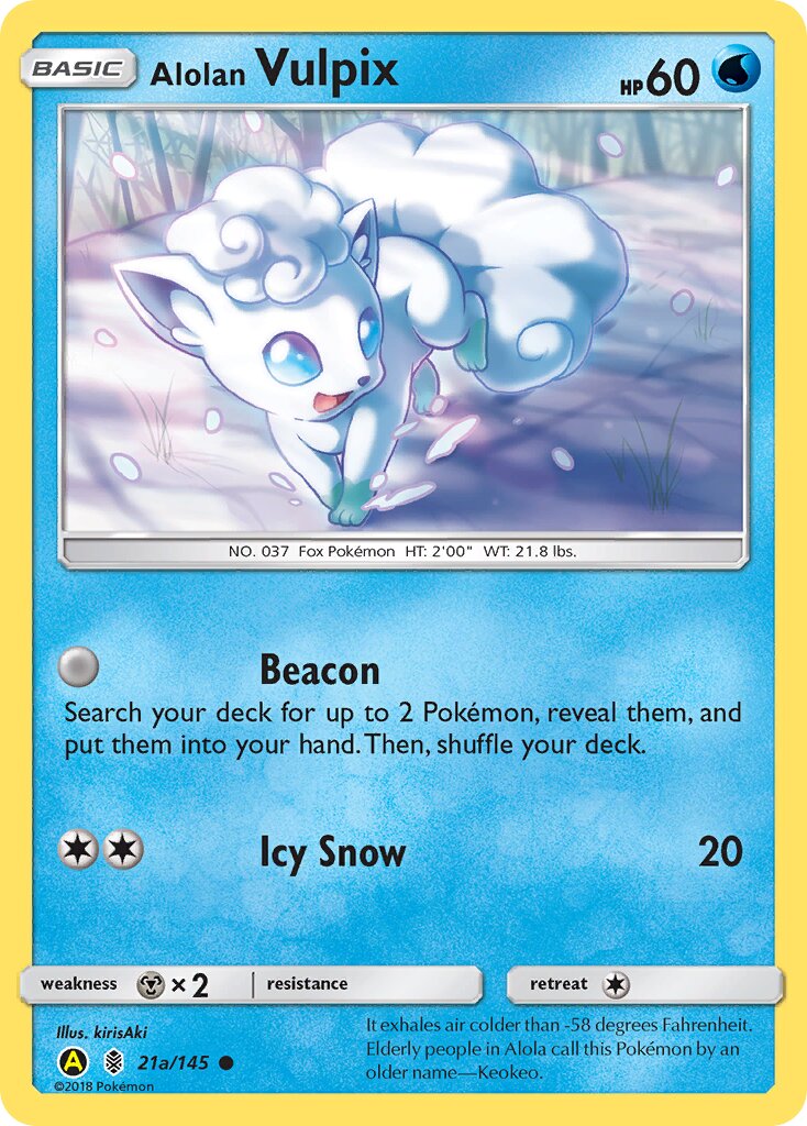 Alolan Vulpix 21a/145 — Yellow A Alternate (English Pokémon TCG card)