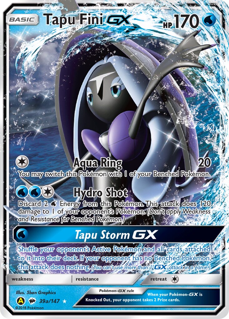 Tapu Fini-GX 39a/147 — Yellow A Alternate (English Pokémon TCG card)