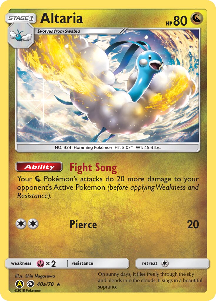 Altaria 40a/70 — Yellow A Alternate (English Pokémon TCG card)