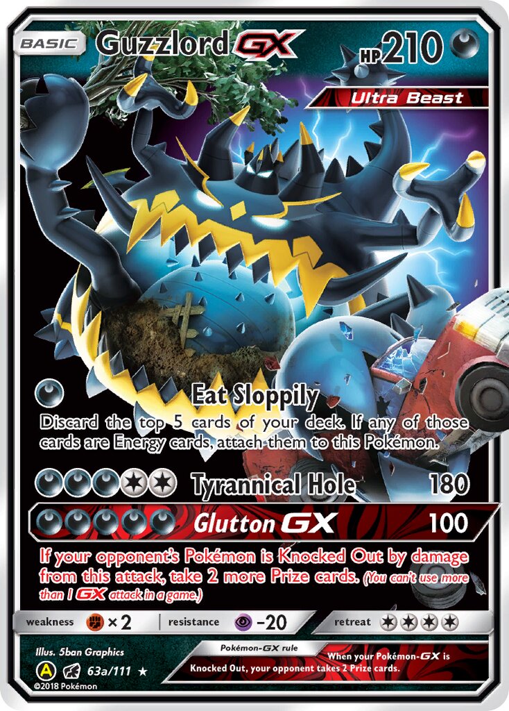 Guzzlord-GX 63a/111 — Yellow A Alternate (English Pokémon TCG card)