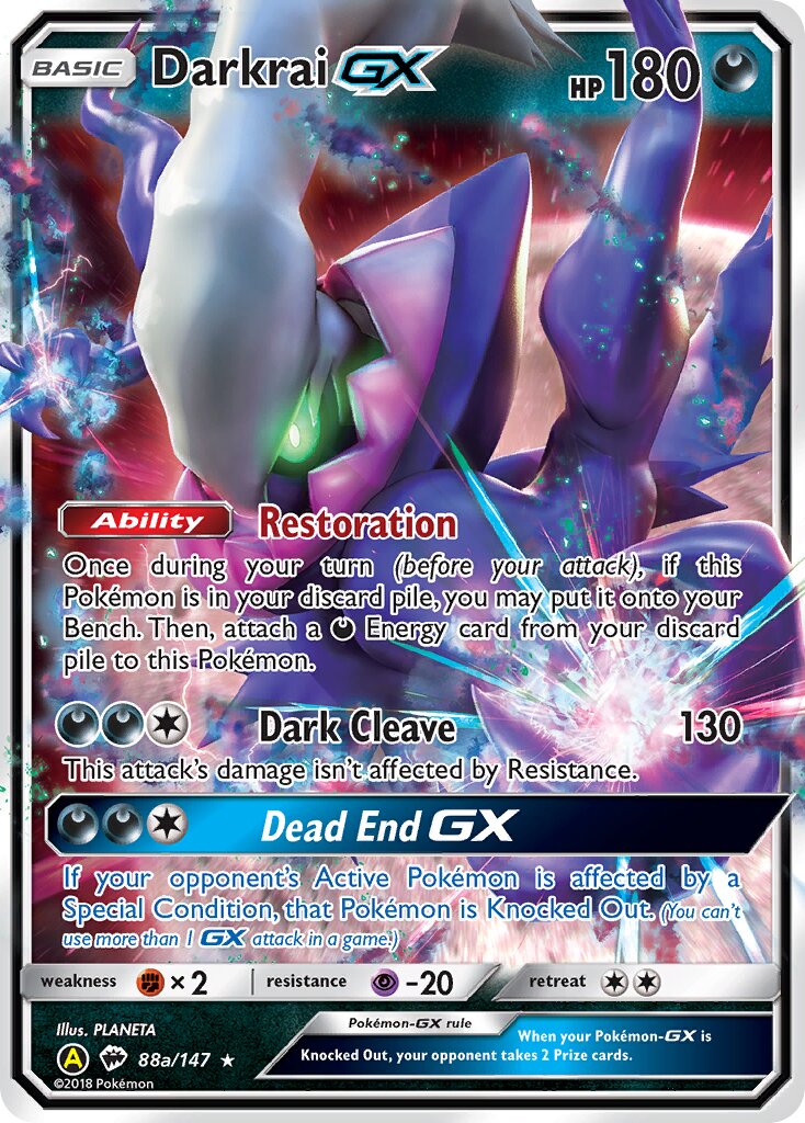 Darkrai-GX 88a/147 — Yellow A Alternate (English Pokémon TCG card)