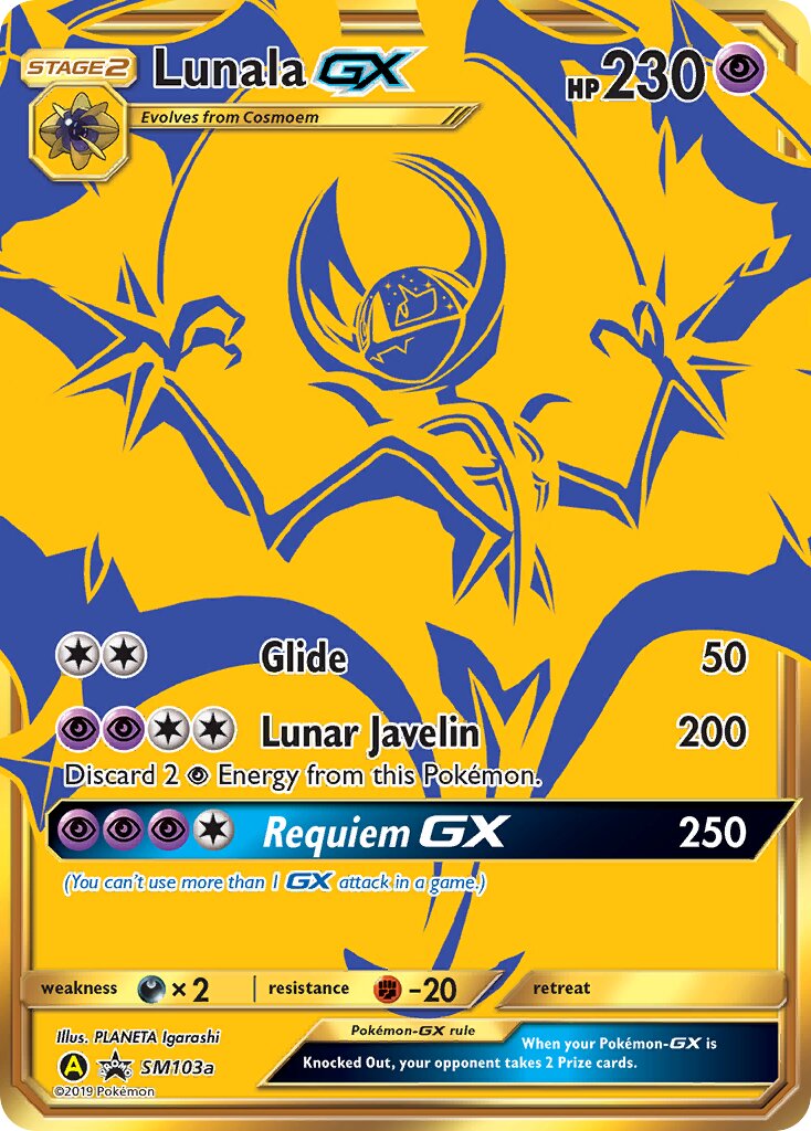 Lunala-GX SM103a — Yellow A Alternate (English Pokémon TCG card)