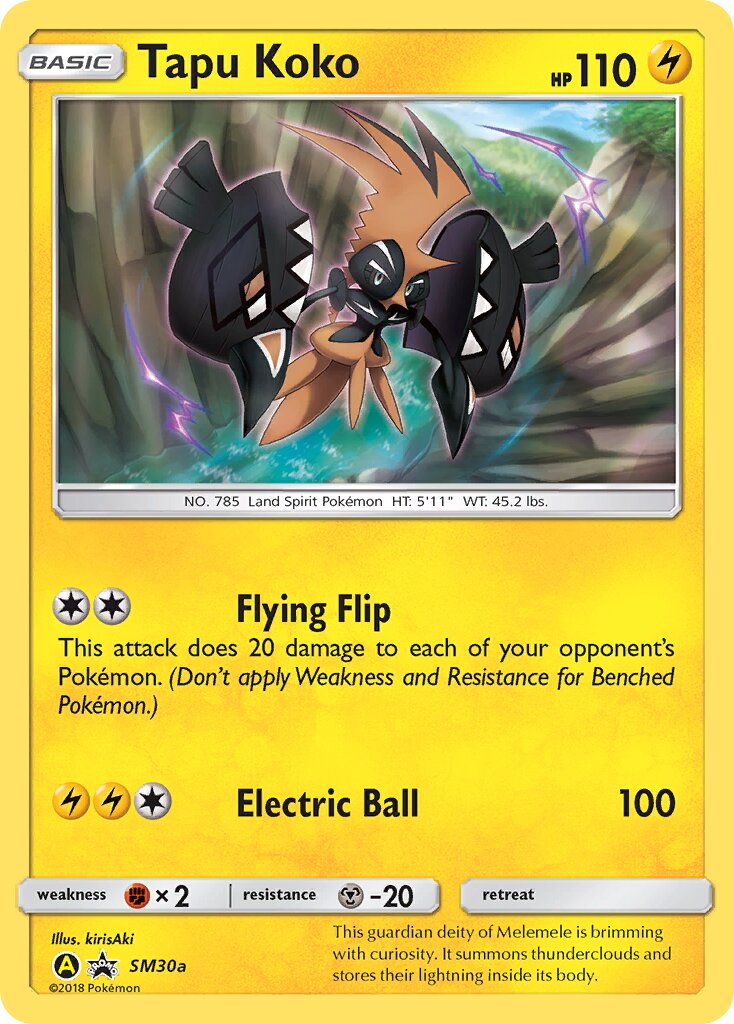 Tapu Koko SM30a — Yellow A Alternate (English Pokémon TCG card)
