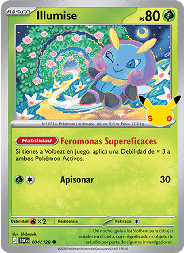 Illumise 004 — 30 Jahre (Spanish Pokémon TCG card)