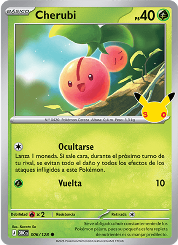 Cherubi 006 — 30 Jahre (Spanish Pokémon TCG card)