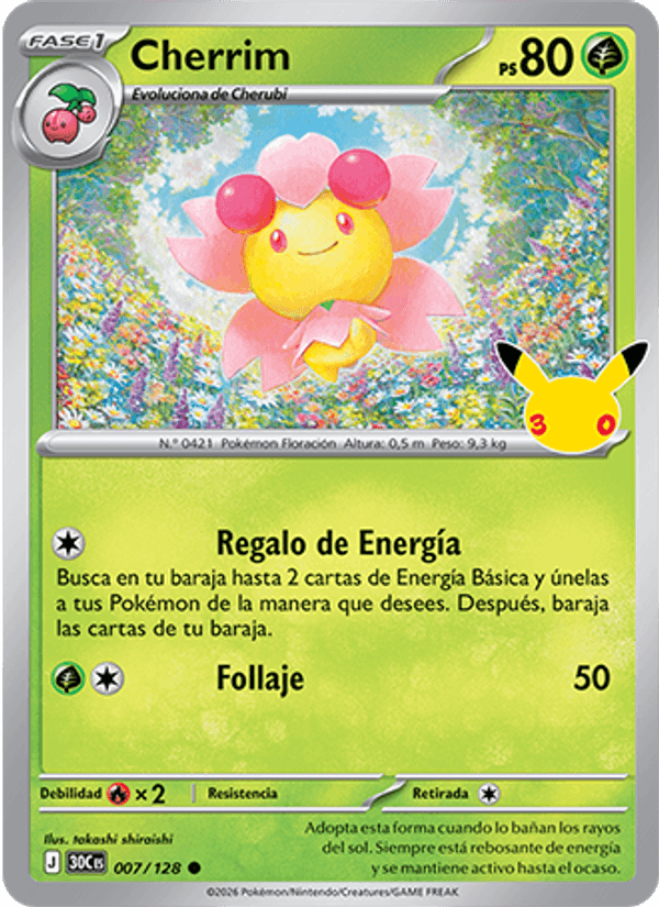 Cherrim 007 — 30 Jahre (Spanish Pokémon TCG card)