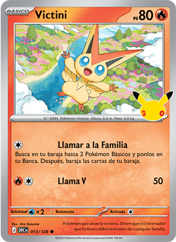 Victini 013 — 30 Jahre (Spanish Pokémon TCG card)