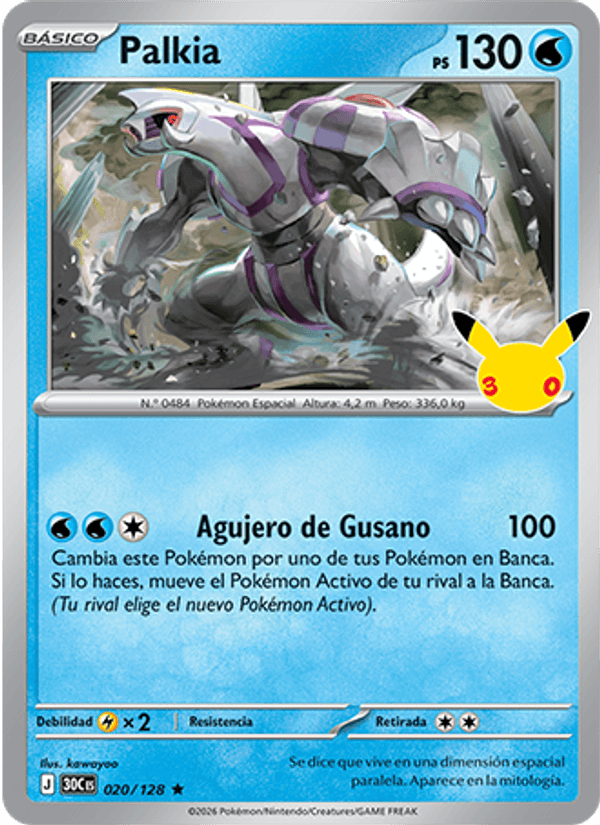 Palkia 020 — 30 Jahre (Spanish Pokémon TCG card)