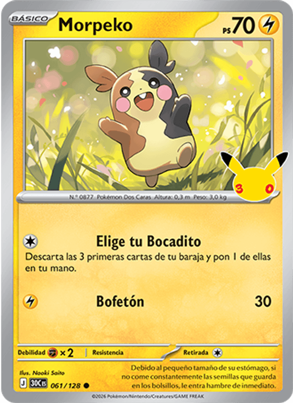 Morpeko 061 — 30 Jahre (Spanish Pokémon TCG card)