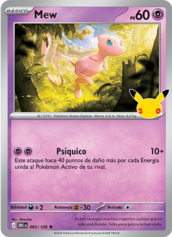 Mew 065 — 30 Jahre (Spanish Pokémon TCG card)