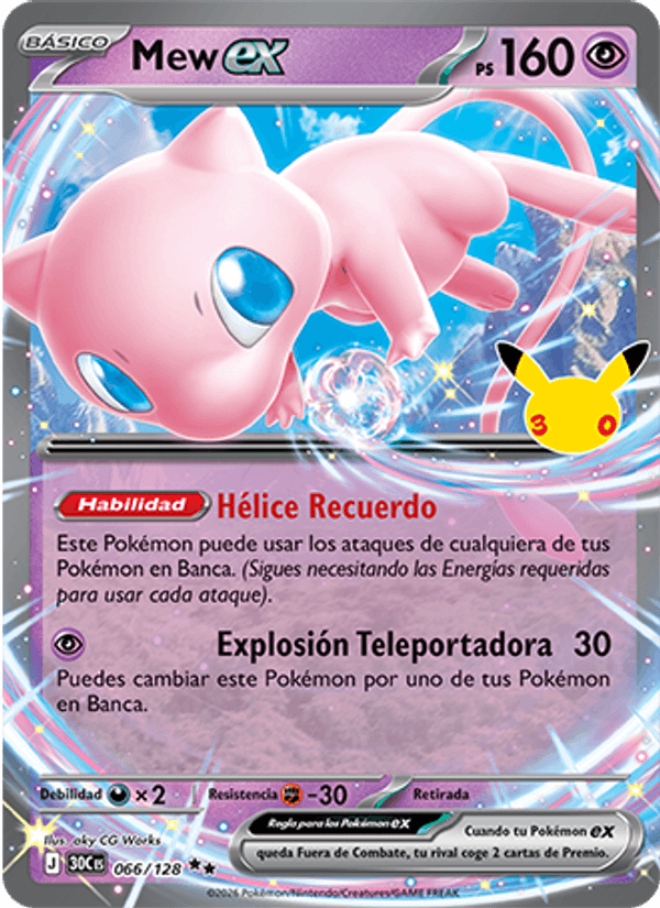 Mew ex 066 — 30 Jahre (Spanish Pokémon TCG card)