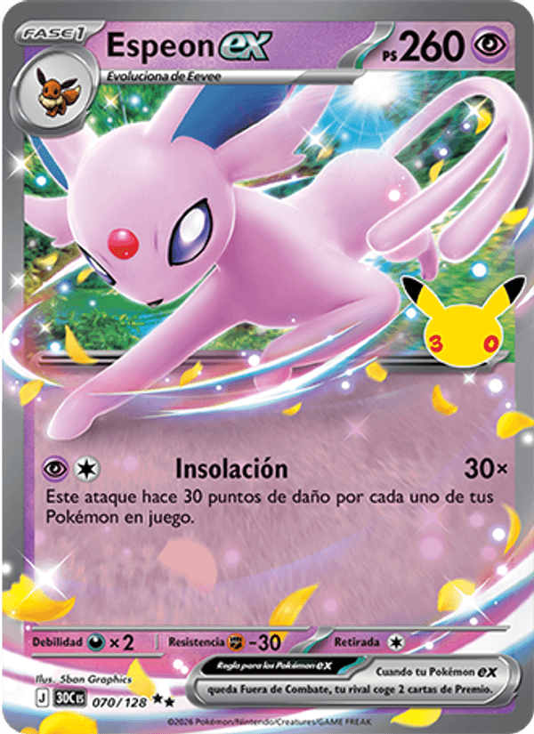 Espeon ex 070 — 30 Jahre (Spanish Pokémon TCG card)