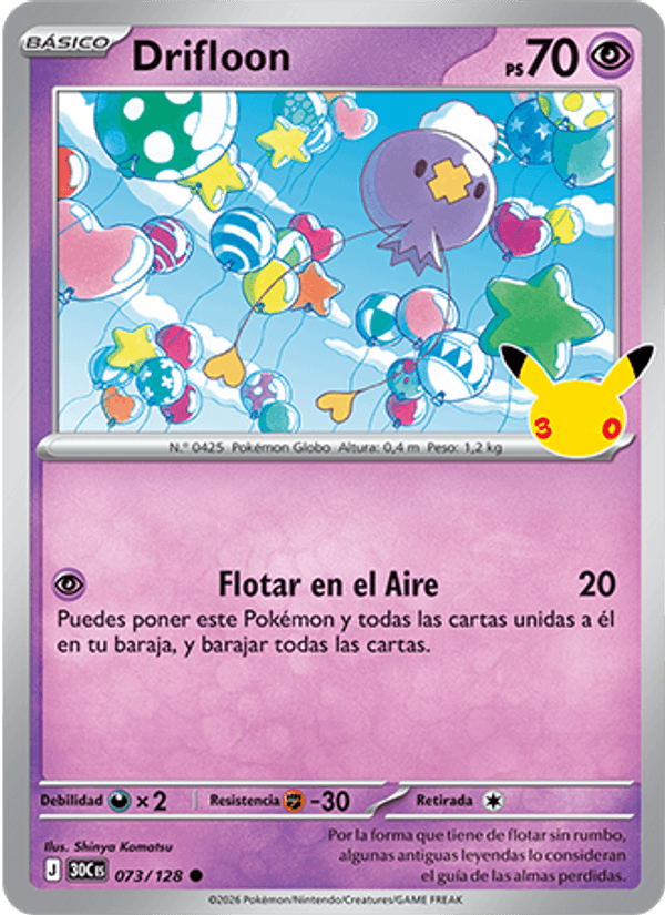 Drifloon 073 — 30 Jahre (Spanish Pokémon TCG card)