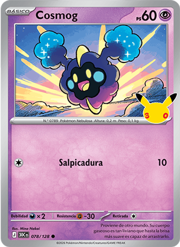 Cosmog 078 — 30 Jahre (Spanish Pokémon TCG card)