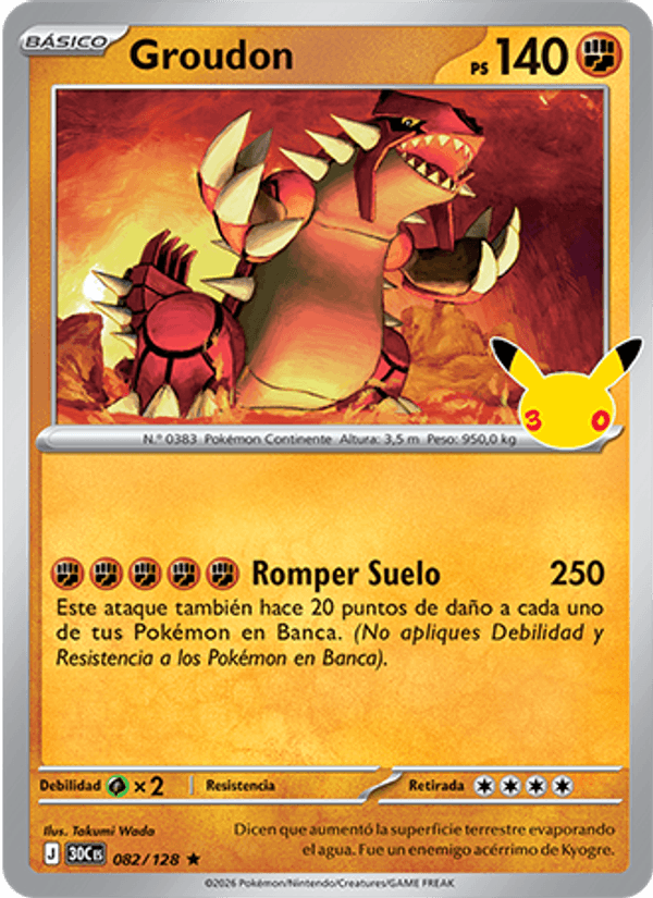 Groudon 082 — 30 Jahre (Spanish Pokémon TCG card)