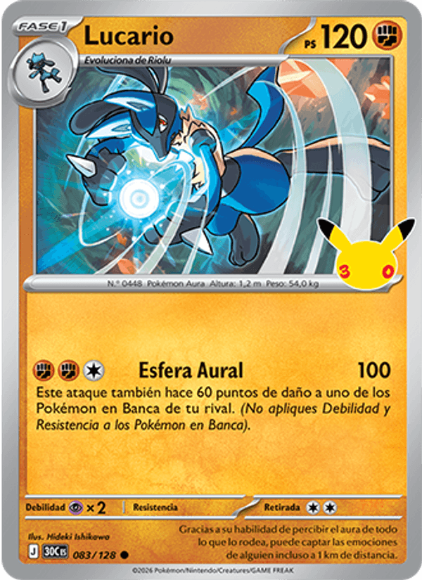 Lucario 083 — 30 Jahre (Spanish Pokémon TCG card)