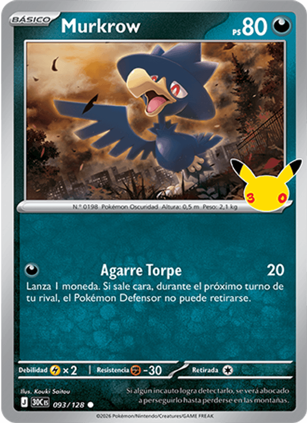Murkrow 093 — 30 Jahre (Spanish Pokémon TCG card)