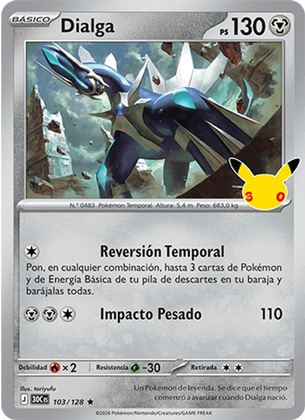 Dialga 103 — 30 Jahre (Spanish Pokémon TCG card)