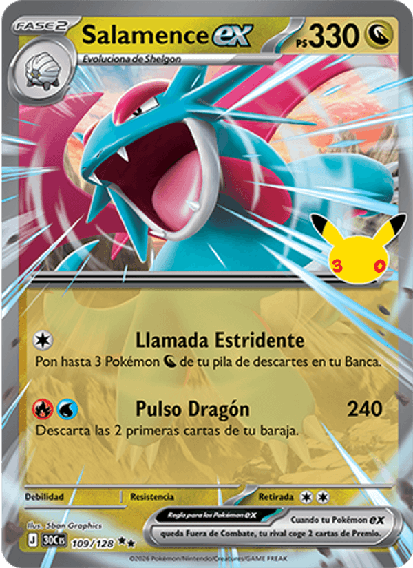 Salamence ex 109 — 30 Jahre (Spanish Pokémon TCG card)
