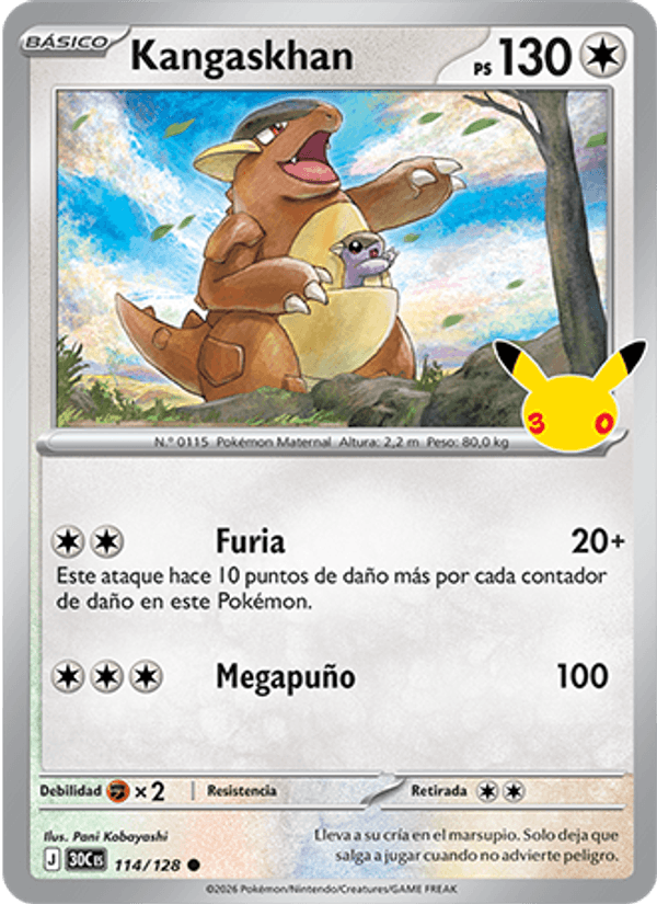 Kangaskhan 114 — 30 Jahre (Spanish Pokémon TCG card)