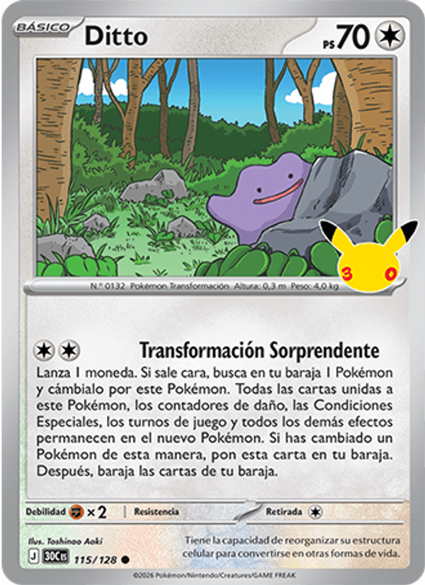 Ditto 115 — 30 Jahre (Spanish Pokémon TCG card)