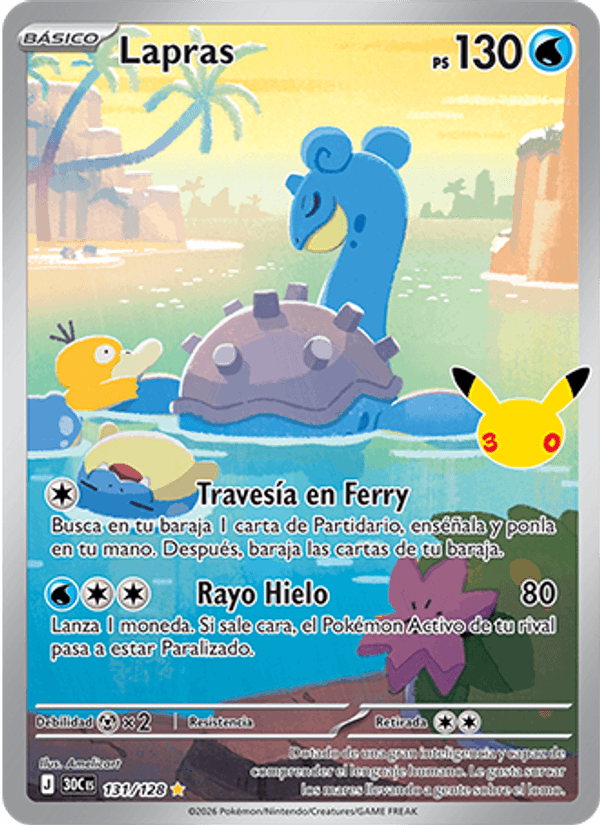 Lapras 131 — 30 Jahre (Spanish Pokémon TCG card)